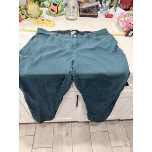 Catherines Sateen Stretch Pants Women 26W Teal Blue Green Straight Leg Plus Size
